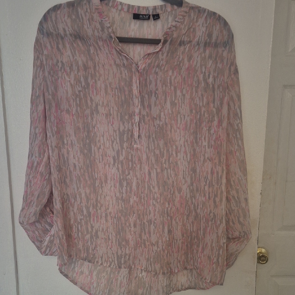 a.n.a Women's Blouse in Pink and Gray Pattern